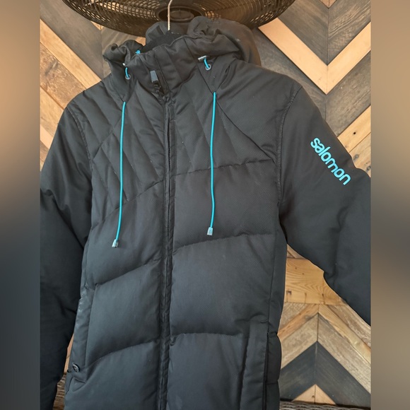 Salomon Women's Black Long Down Puffer Jacket size Small - Picture 2 of 9
